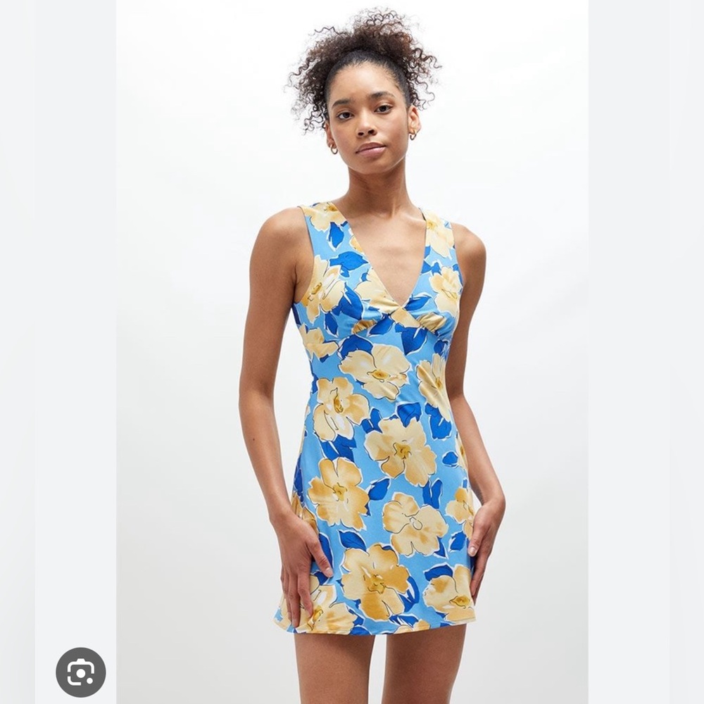 Blue/Yellow Floral Mini Dress